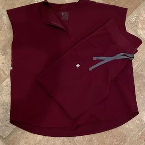 Figs Burgundy- SET, Medium Rafaela Top & Kade Medium-Petite Pants